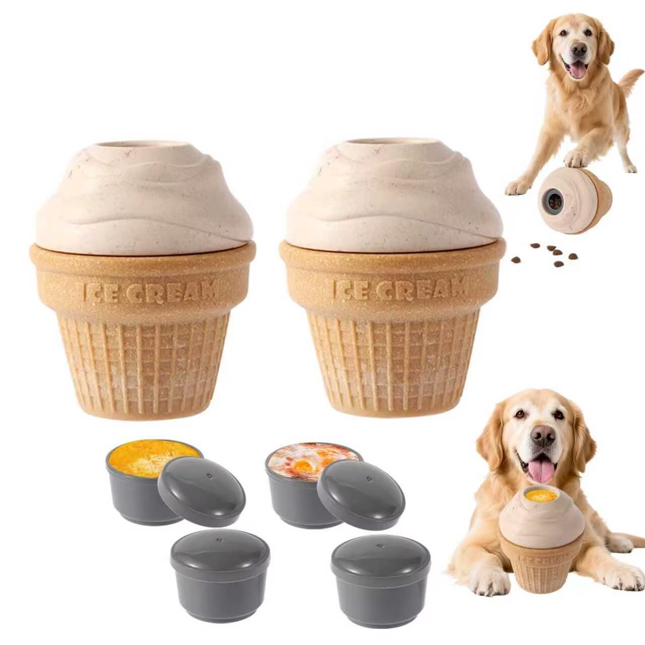 Vayugo dog frozen treat toy in ice-cream shape for engaging, rewarding play
