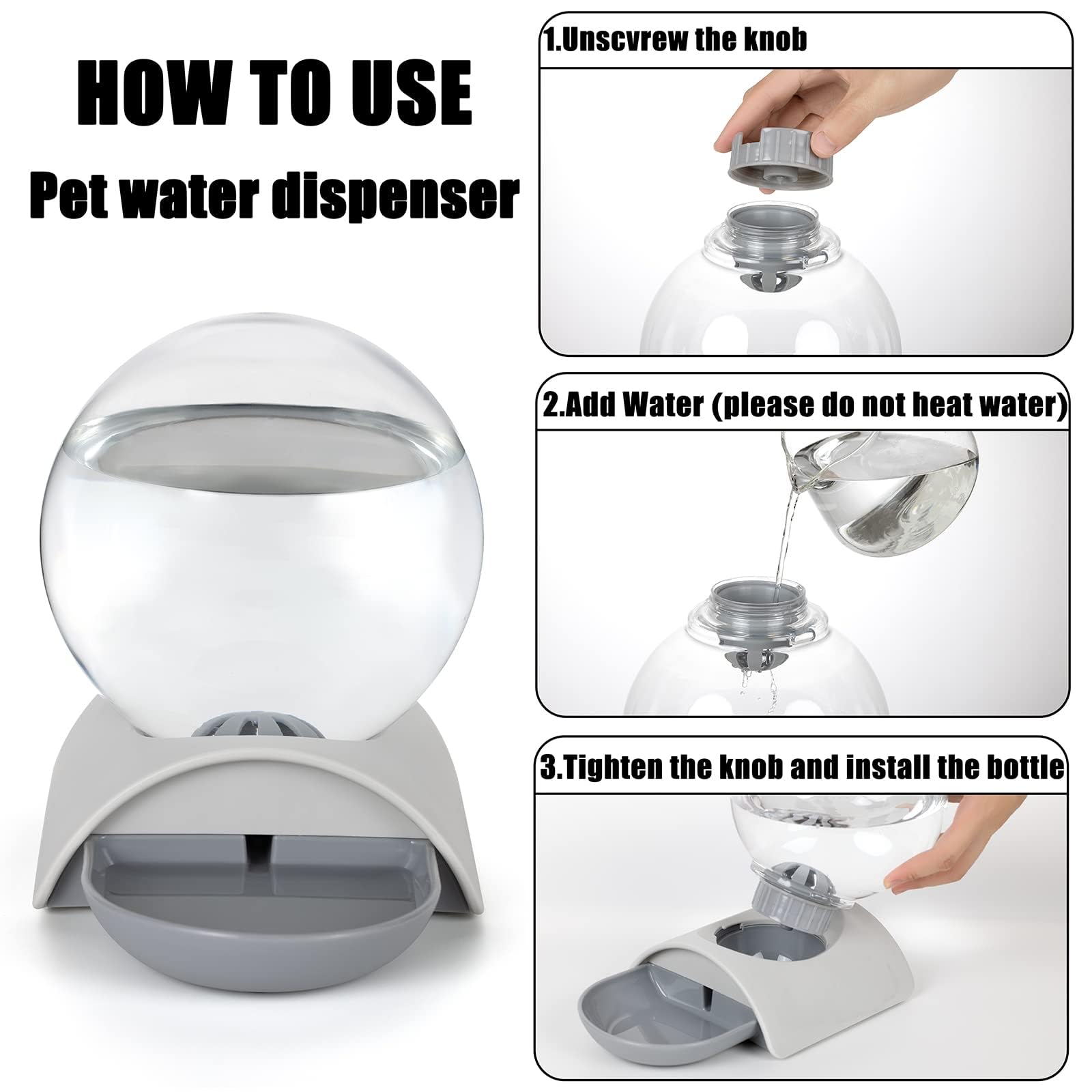 Vayugo Pet Water Dispenser detachable bowl enables quick cleaning.