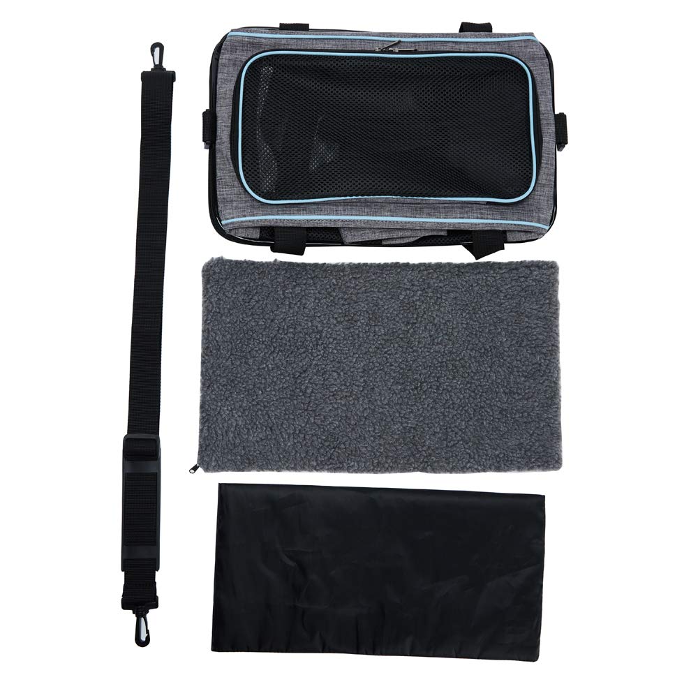 Vceoa adjustable shoulder strap doubles as a seatbelt for secure carry.