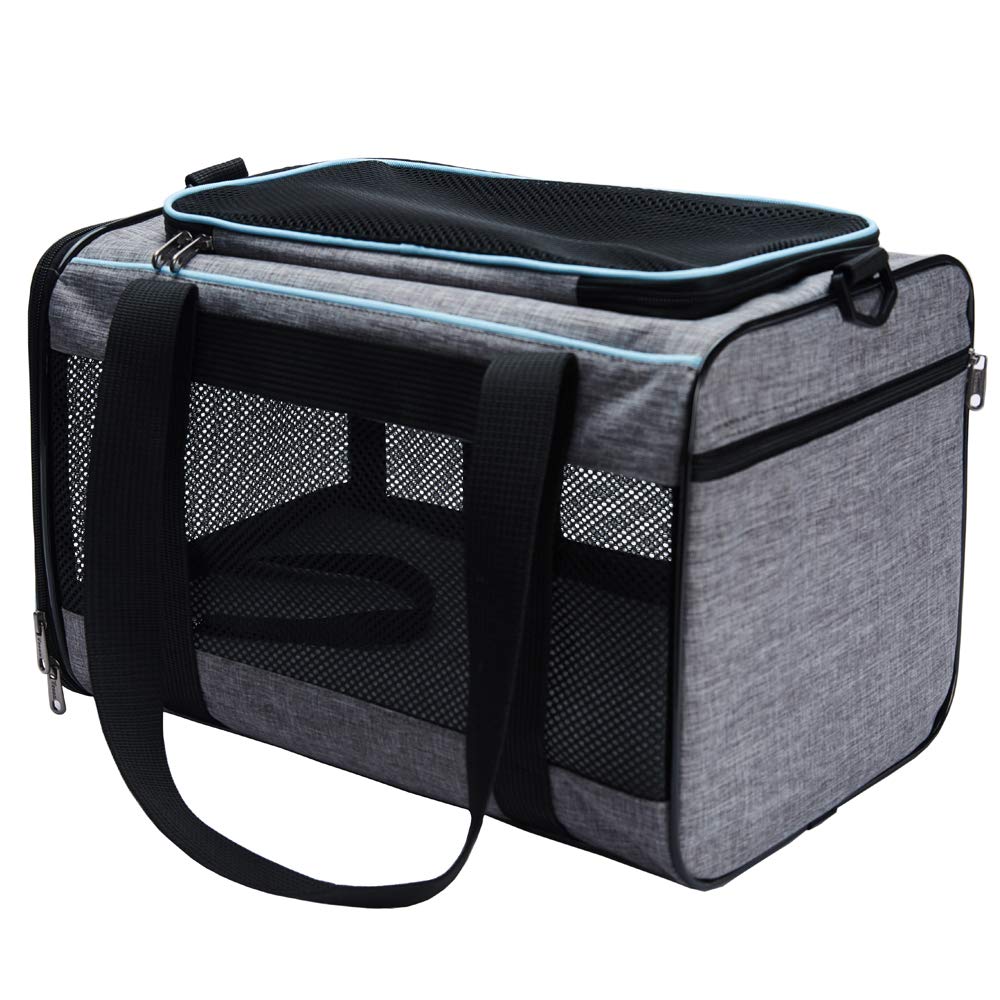 Vceoa pet carrier side with mesh for breathable ventilation.