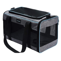 Vceoa carrier with top-entry zipper for easy pet access.