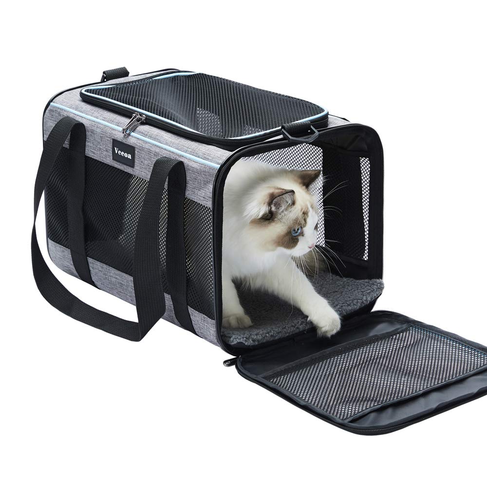 Vceoa pet carrier under-seat fits airline travel for small pets.
