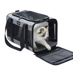 Vceoa pet carrier under-seat fits airline travel for small pets.