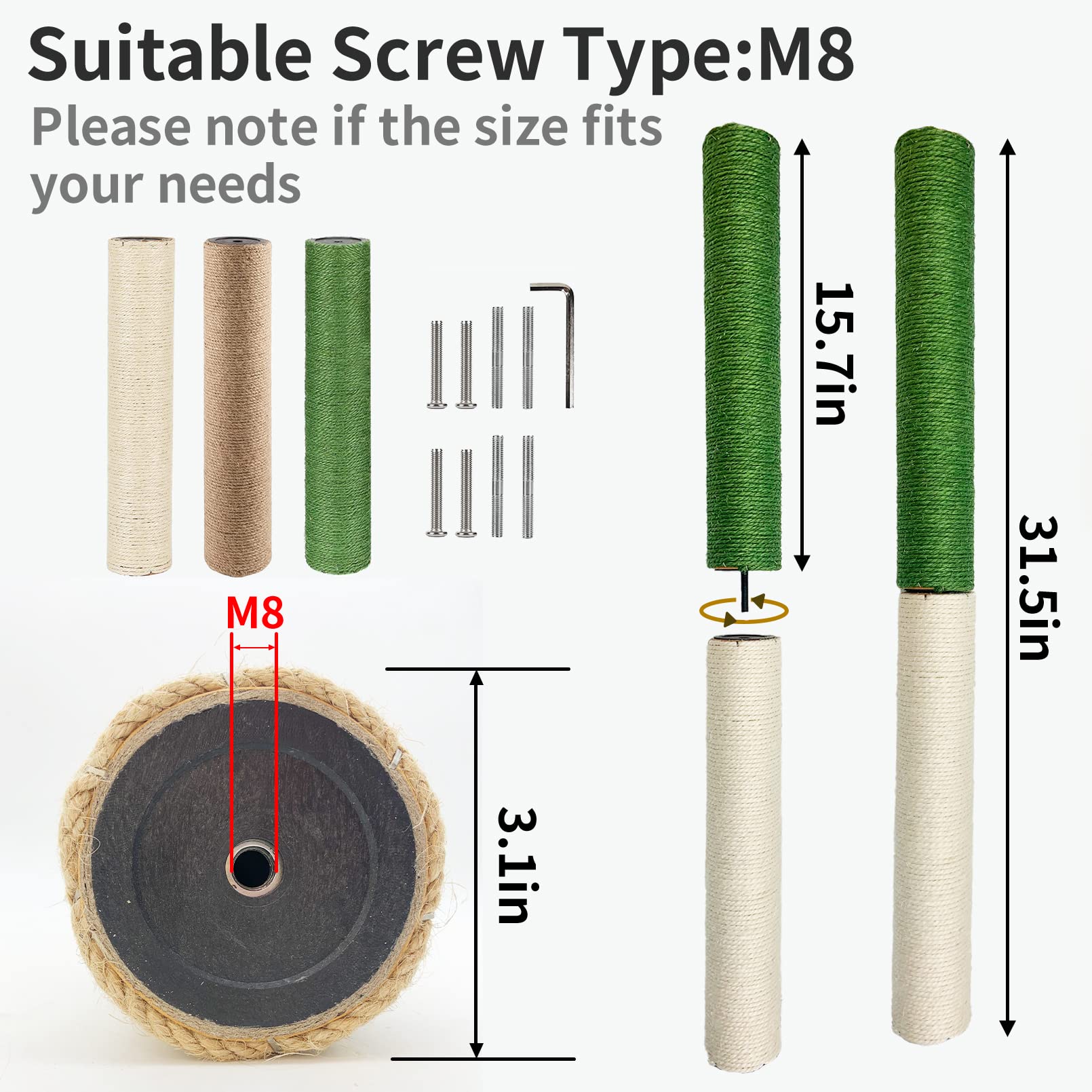 VCEPJH refill sisal rope post highlights easy replacement on cat trees
