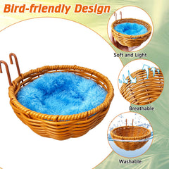 VCEPJH rattan bird nest hook-attachment demonstrates easy hanging and placement