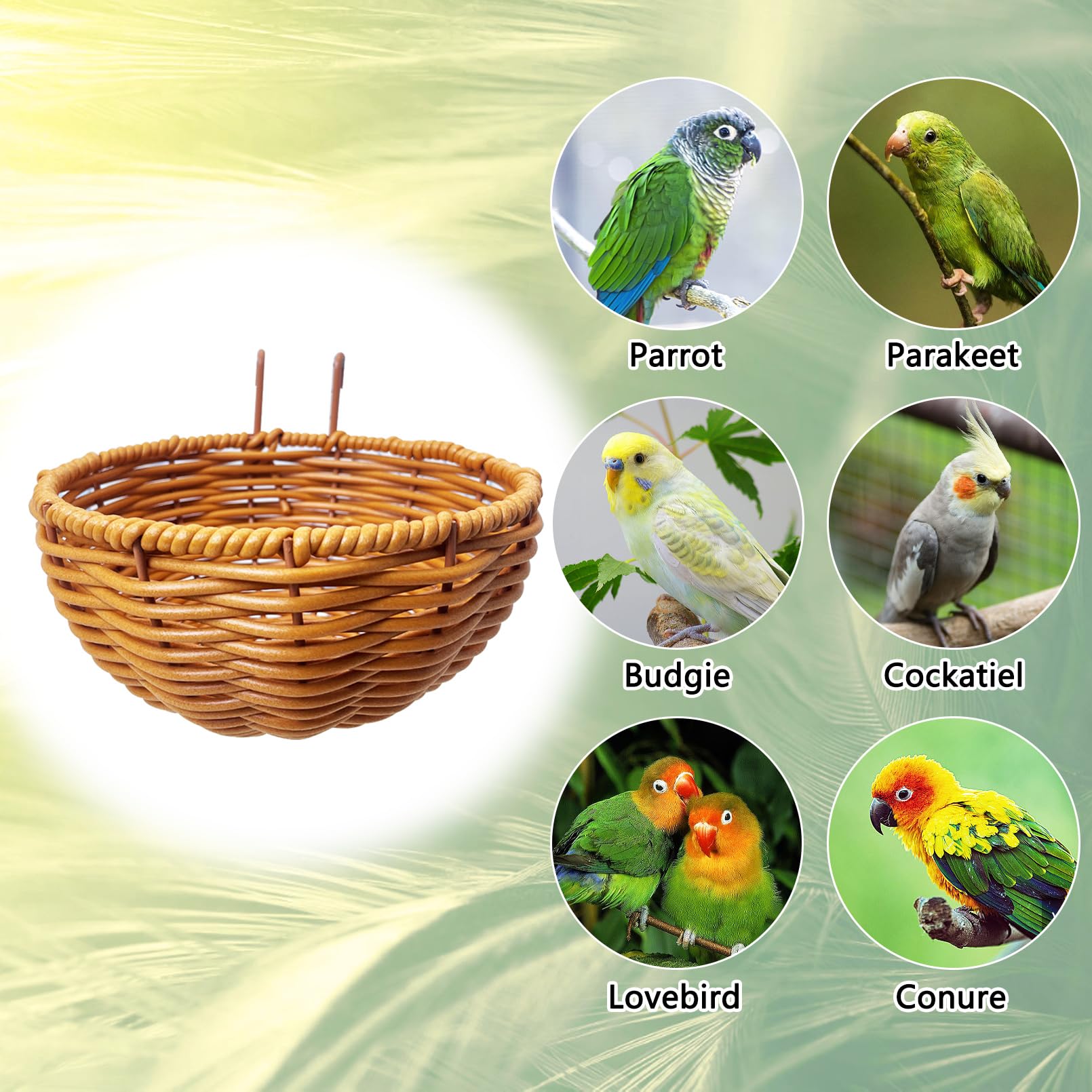 VCEPJH rattan bird nest parrot-compatibility shows versatile use for various small birds