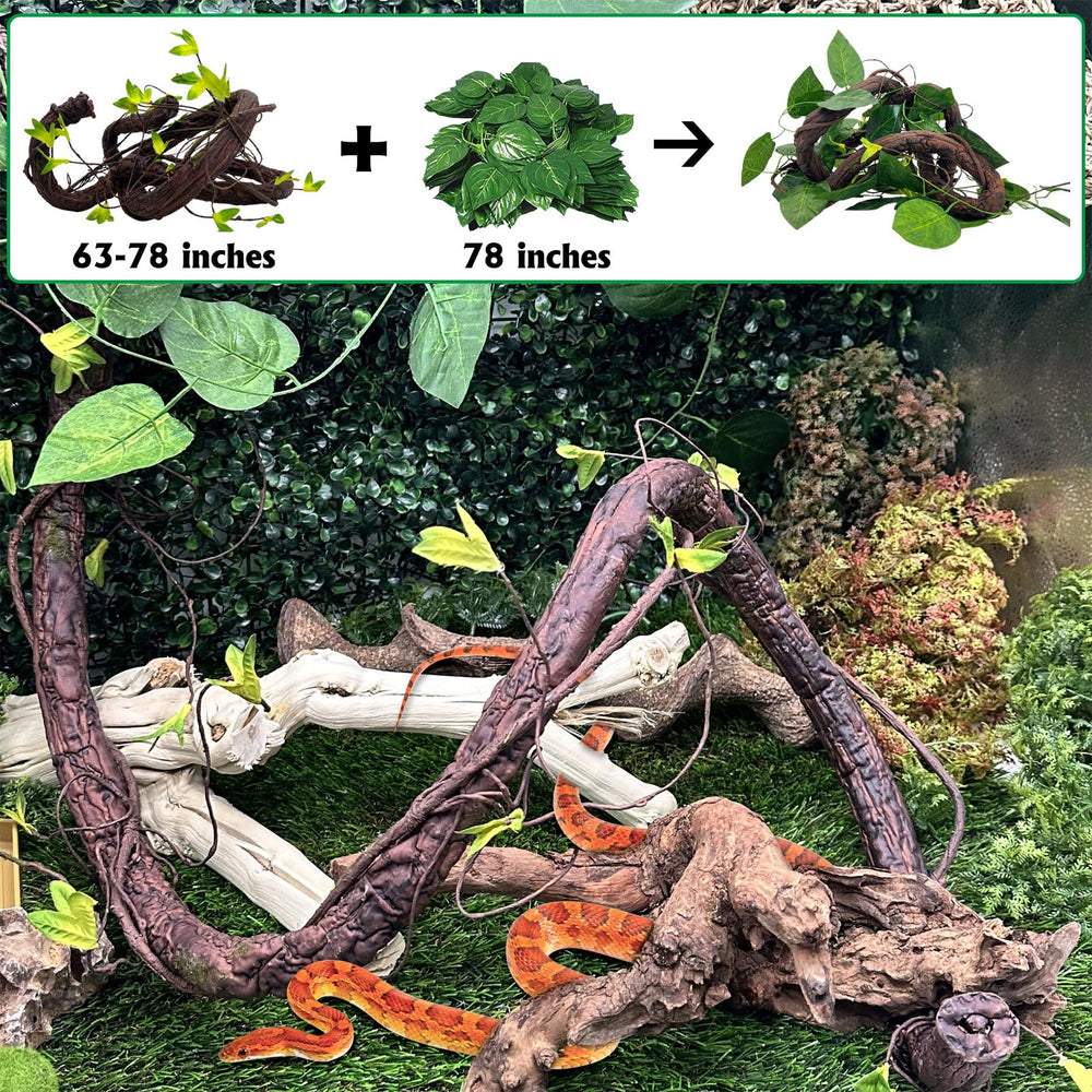 VCEPJH reptile vines DIY habitat setup shows flexible design for climbing paths.