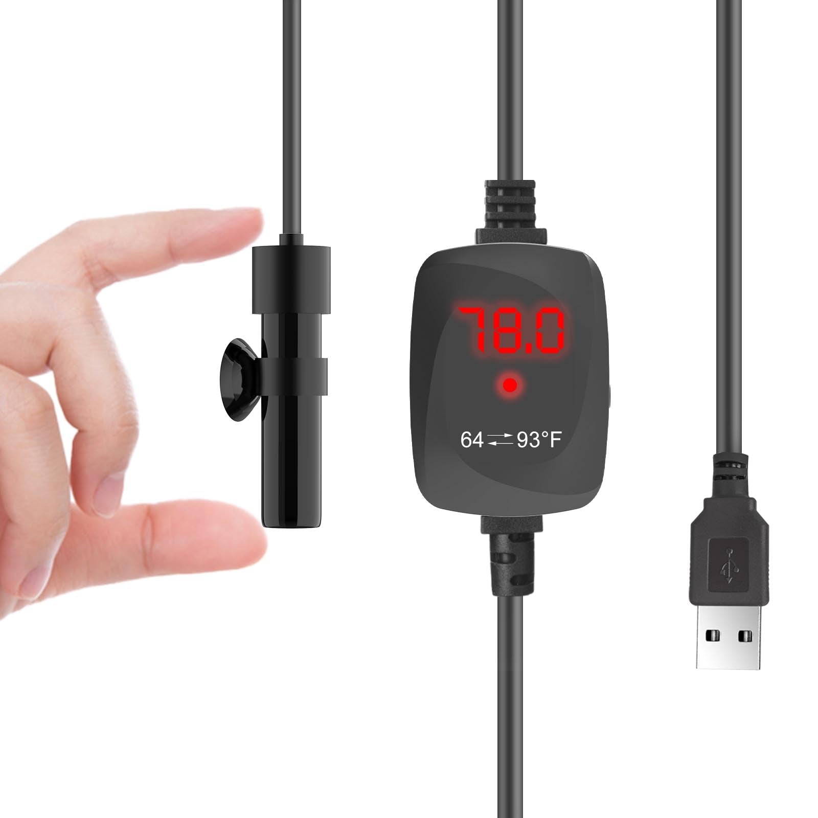 VCRAZE mini heater with digital display maintains precise 1°F control for small tanks