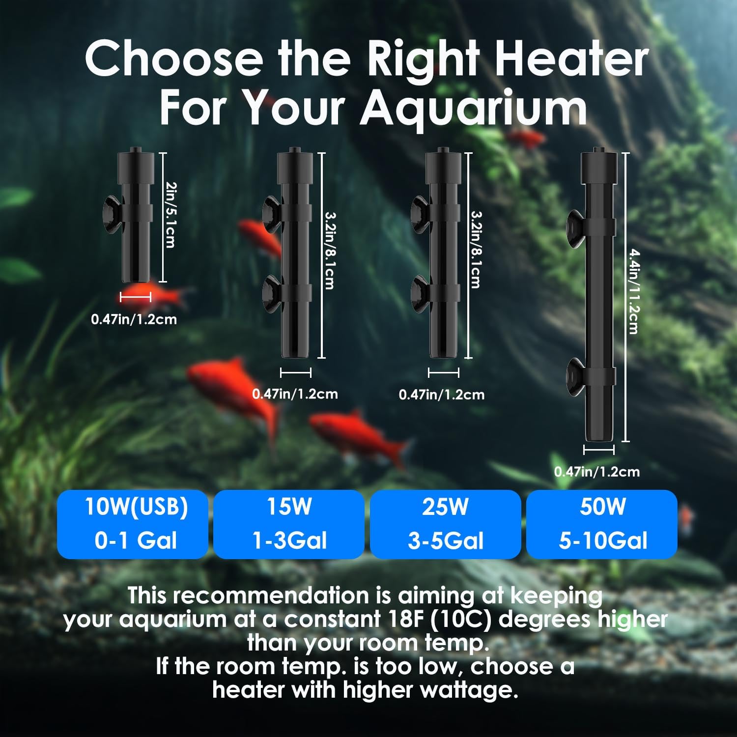 VCRAZE heater works in both fresh and saltwater environments