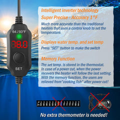 VCRAZE nano tank heater with dry-run safeguard against overheating