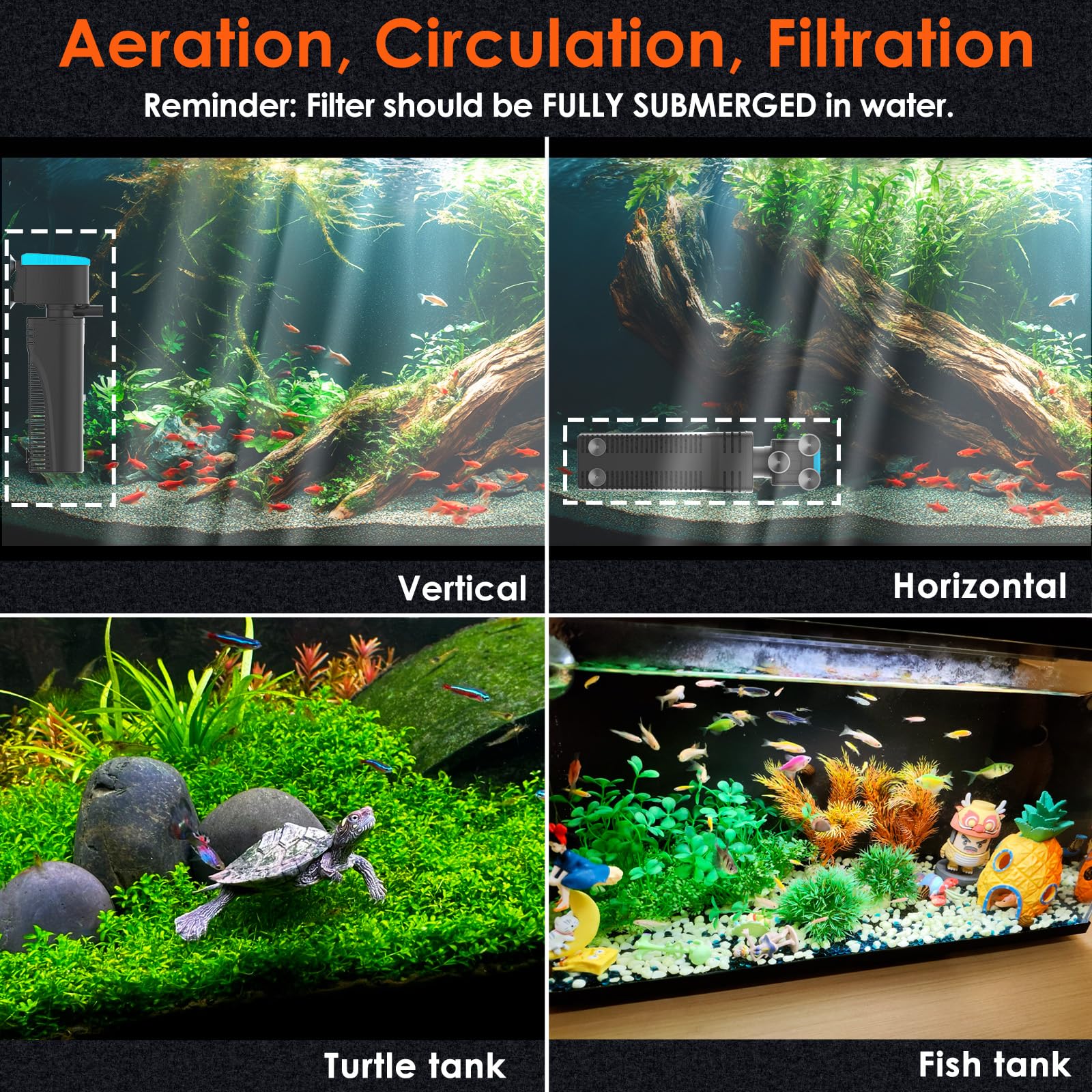VCRAZE U-V tank compatibility shot demonstrates performance in 40-150 gallon aquariums