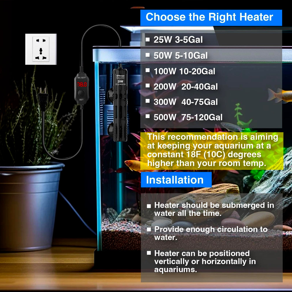 VCRAZE versatile heater suitable for turtles, fountains, or seedling warmth.