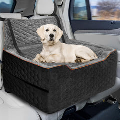 Vdamu dog booster seat shows ample space for large dogs on road trips.