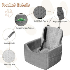 Vdamu dog car seat gray non-slip base keeps pet secure during travel