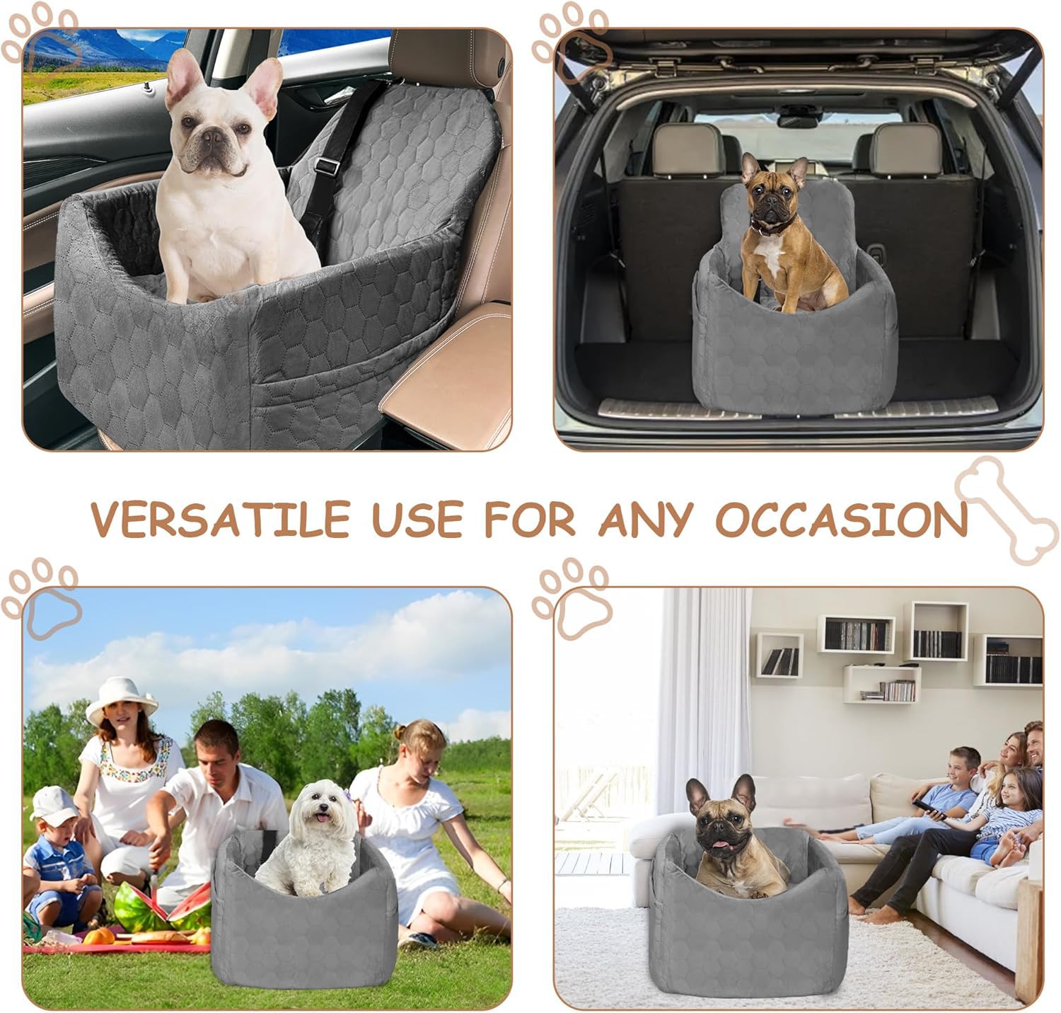 Vdamu dog car seat gray removable cover simplifies cleaning after adventures