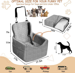 Vdamu dog car seat gray side pockets for storing snacks and toys