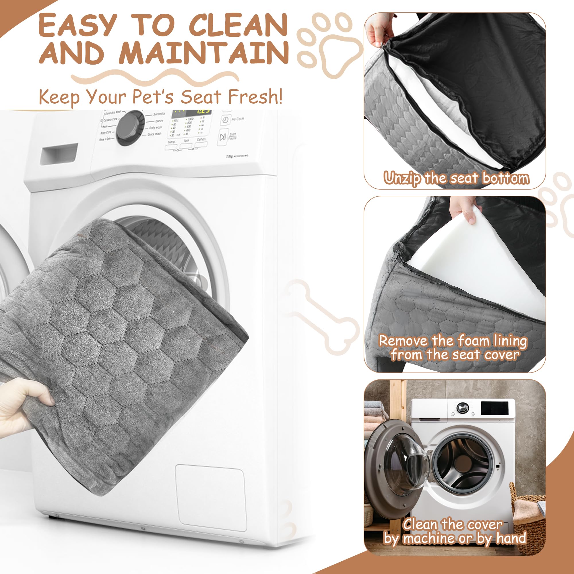 Vdamu dog car seat gray washable cover keeps trips fresh and easy