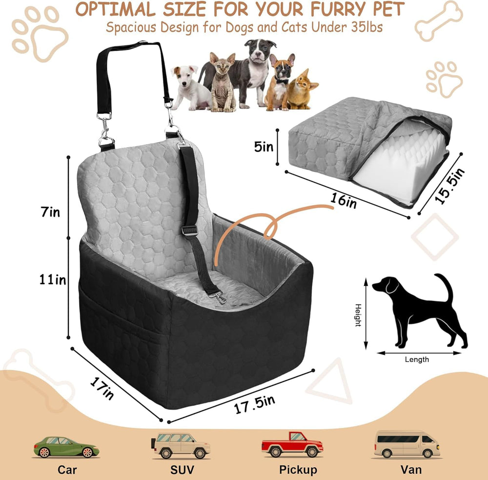 Vdamu dog car seat shows non slip base for secure driving