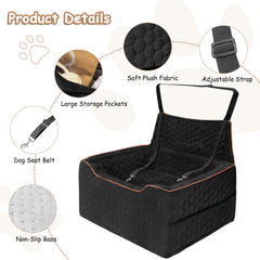 Vdamu dog booster seat demonstrates anxiety-reducing secure fit.