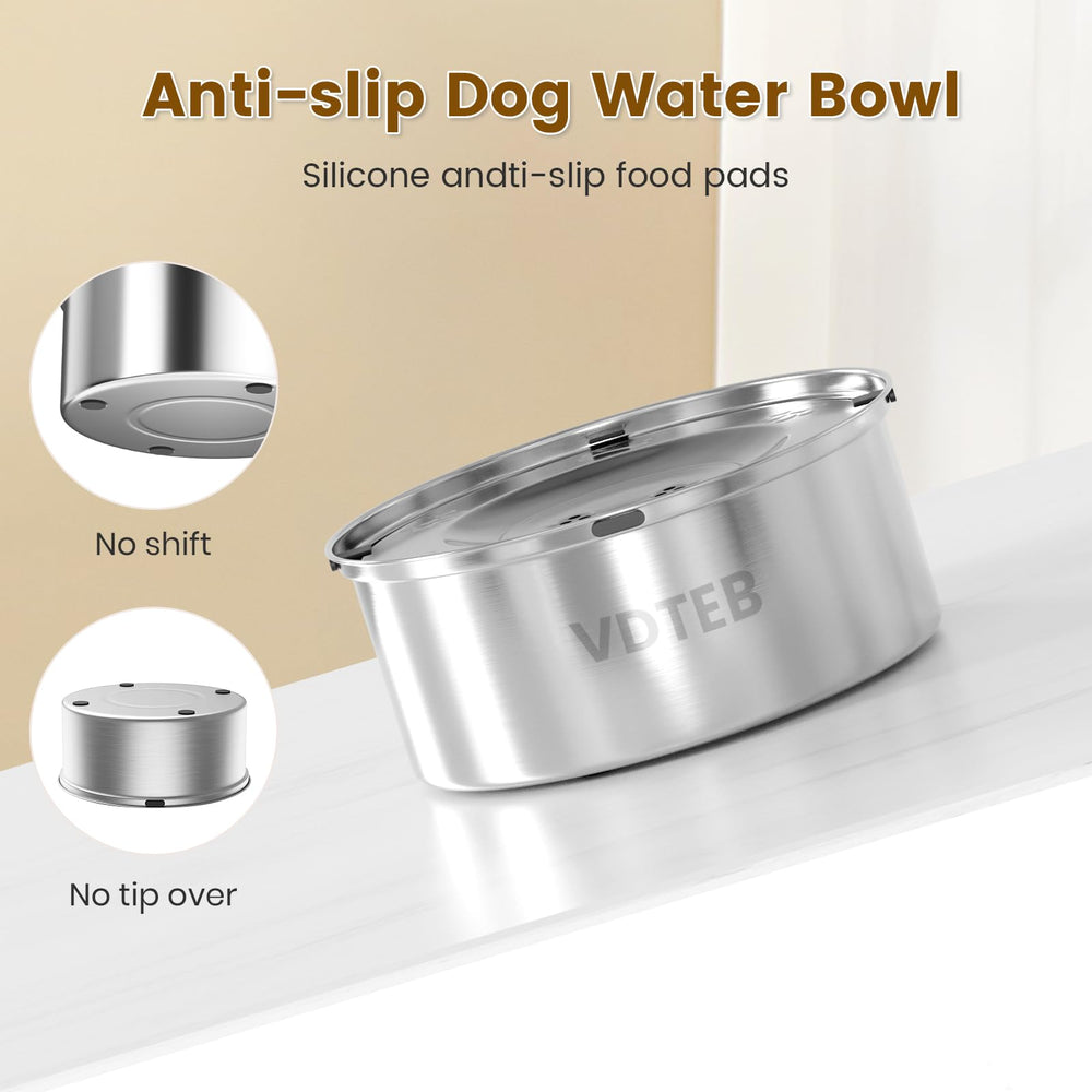 VDTEB dog water bowl stainless steel 304 rust-proof easy to clean.