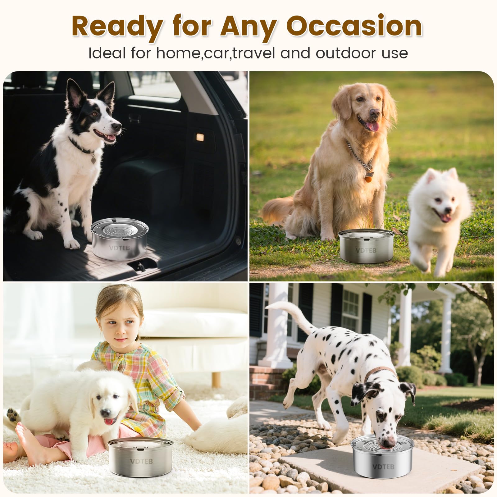 VDTEB travel-friendly dog water bowl car-friendly for road trips.