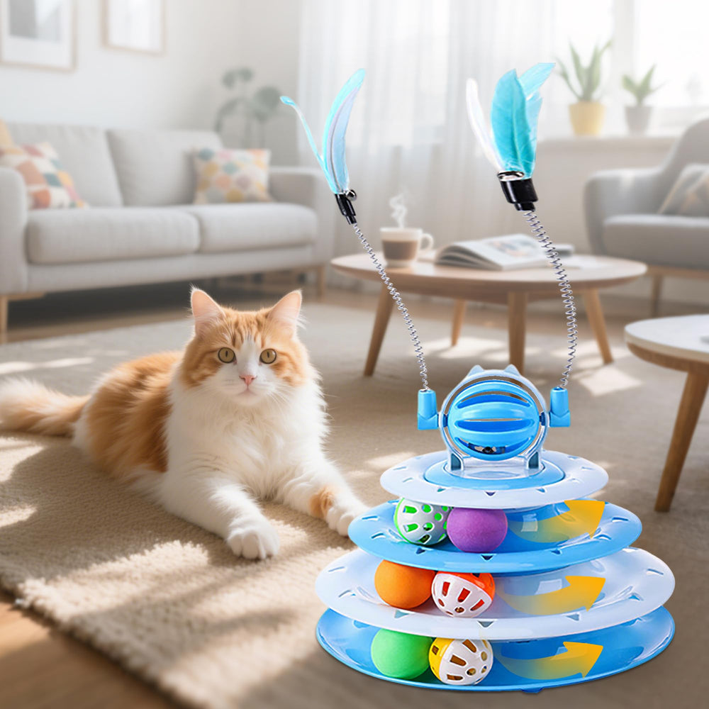 Vealind Cat Toy Roller blue balls spin to excite chasing behavior
