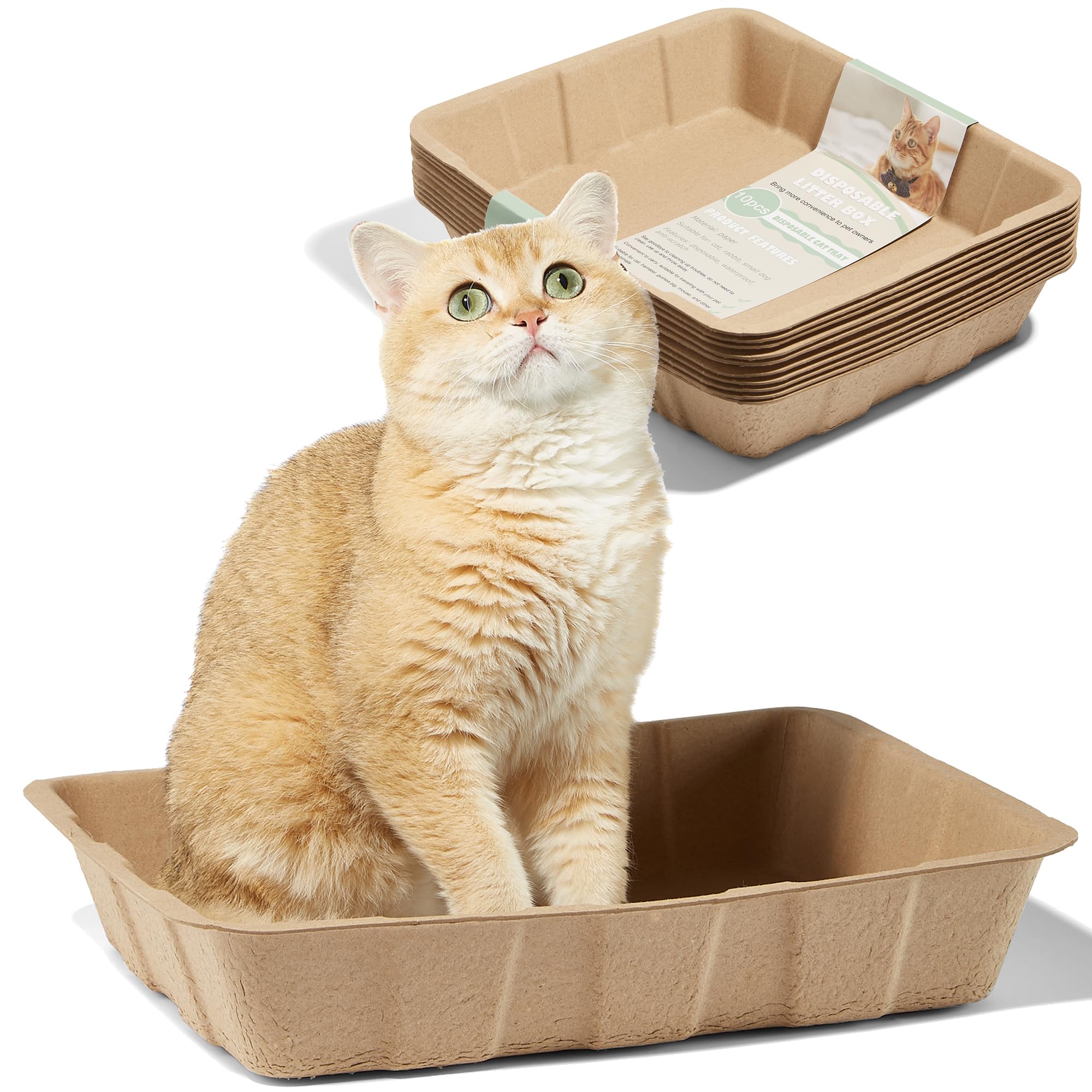 Vealind disposable litter box packaging shows a convenient five-pack for travel prep