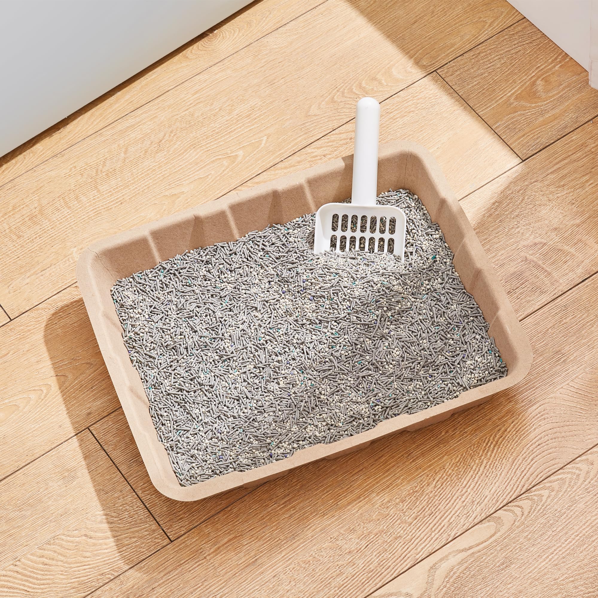 Vealind leakproof litter box close-up shows multilayer paper construction
