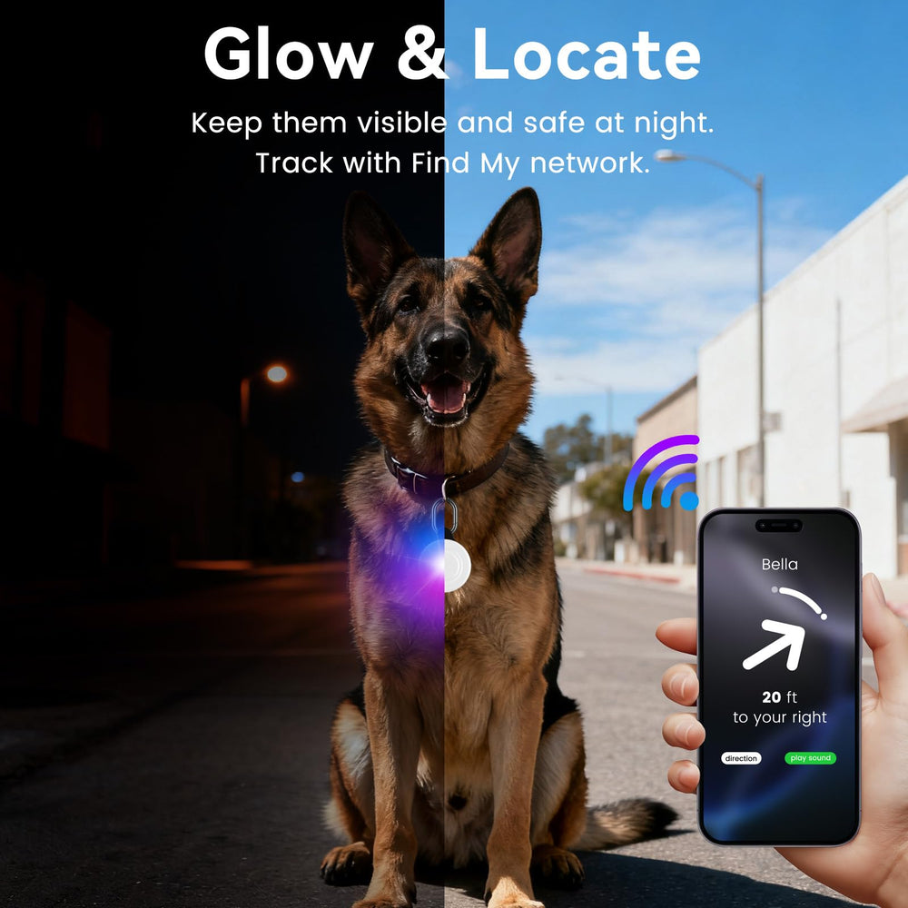 Vebiso GPS Tracker Dog Light on-dog collar for safe night walks