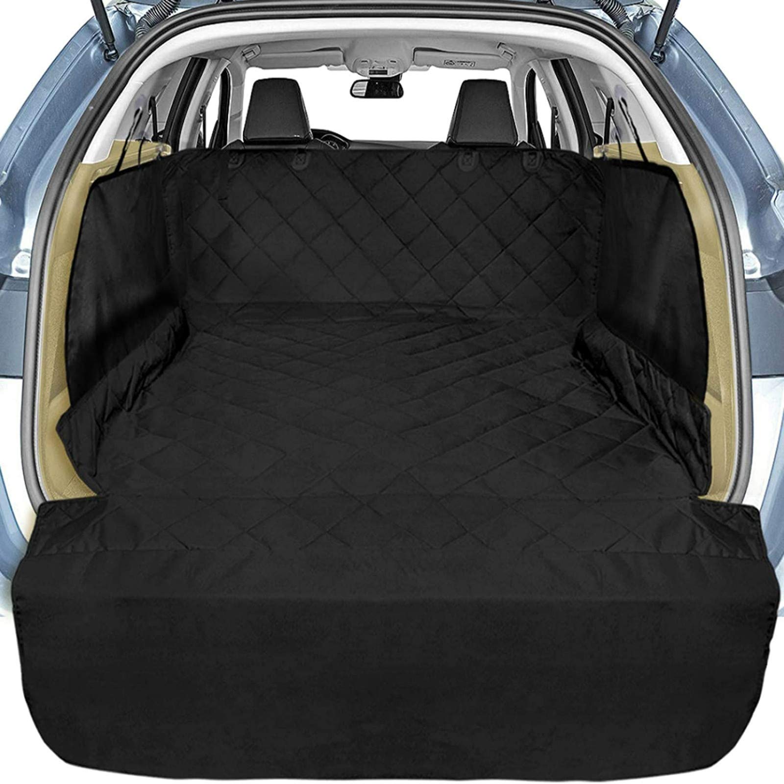 Veckle SUV Cargo Liner universal fit provides broad trunk protection.