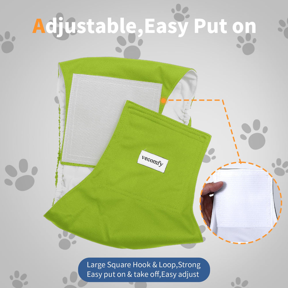 Vecomfy dog belly band small-medium-dogs image focusing on size range and easy use