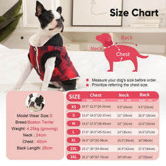 Vecomfy-dog-hoodie-back-view-red-m highlights plaid outer fabric and style.
