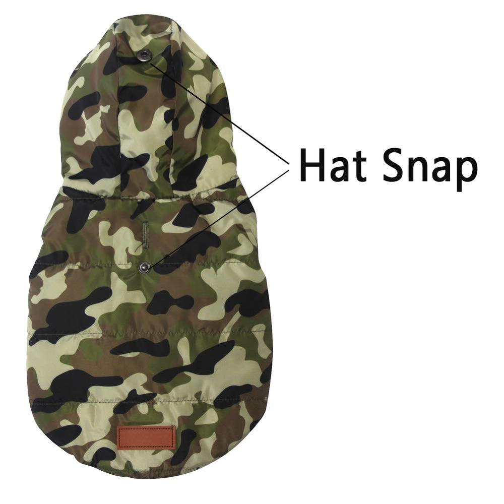 Vecomfy dog hoodie green camo back view showing full-body coverage.