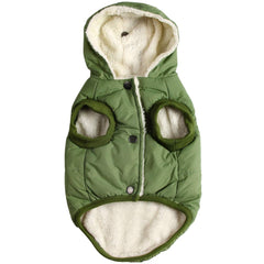 Vecomfy dog hoodie green front view shows snug warmth for chilly walks