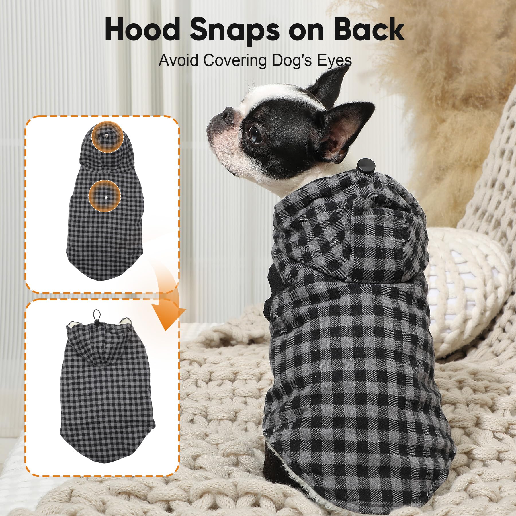 Vecomfy drawstring hood closeup shows adjustable coverage for cold ears.