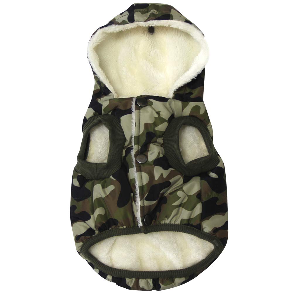 Vecomfy fleece-lined hoodie front view keeps small dogs warm during winter walks