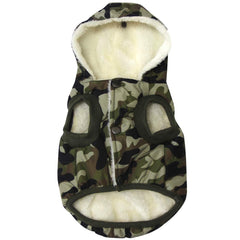 Vecomfy fleece-lined hoodie front view keeps small dogs warm during winter walks