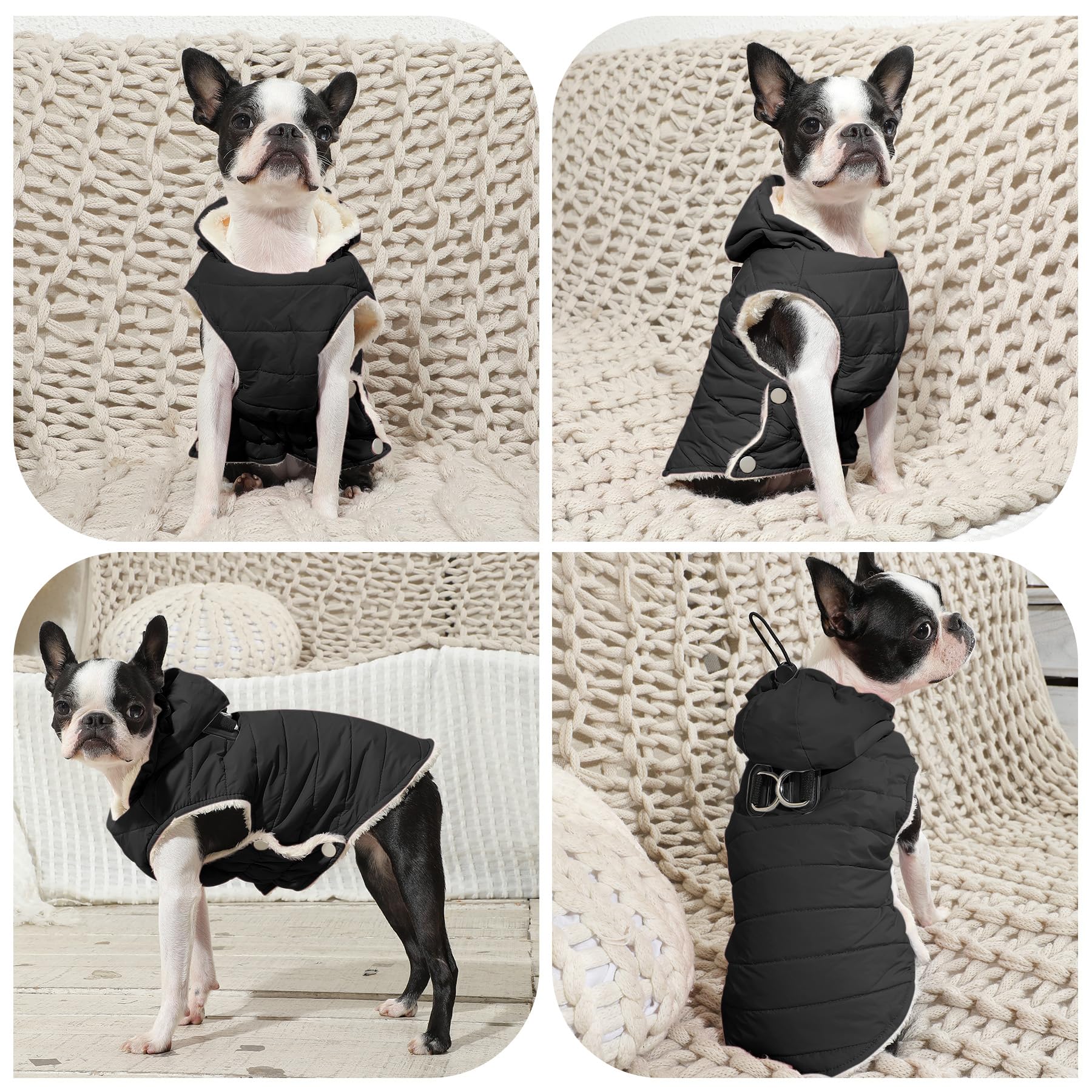 Vecomfy fleece-lined dog hoodie size chart view helps pick perfect fit.