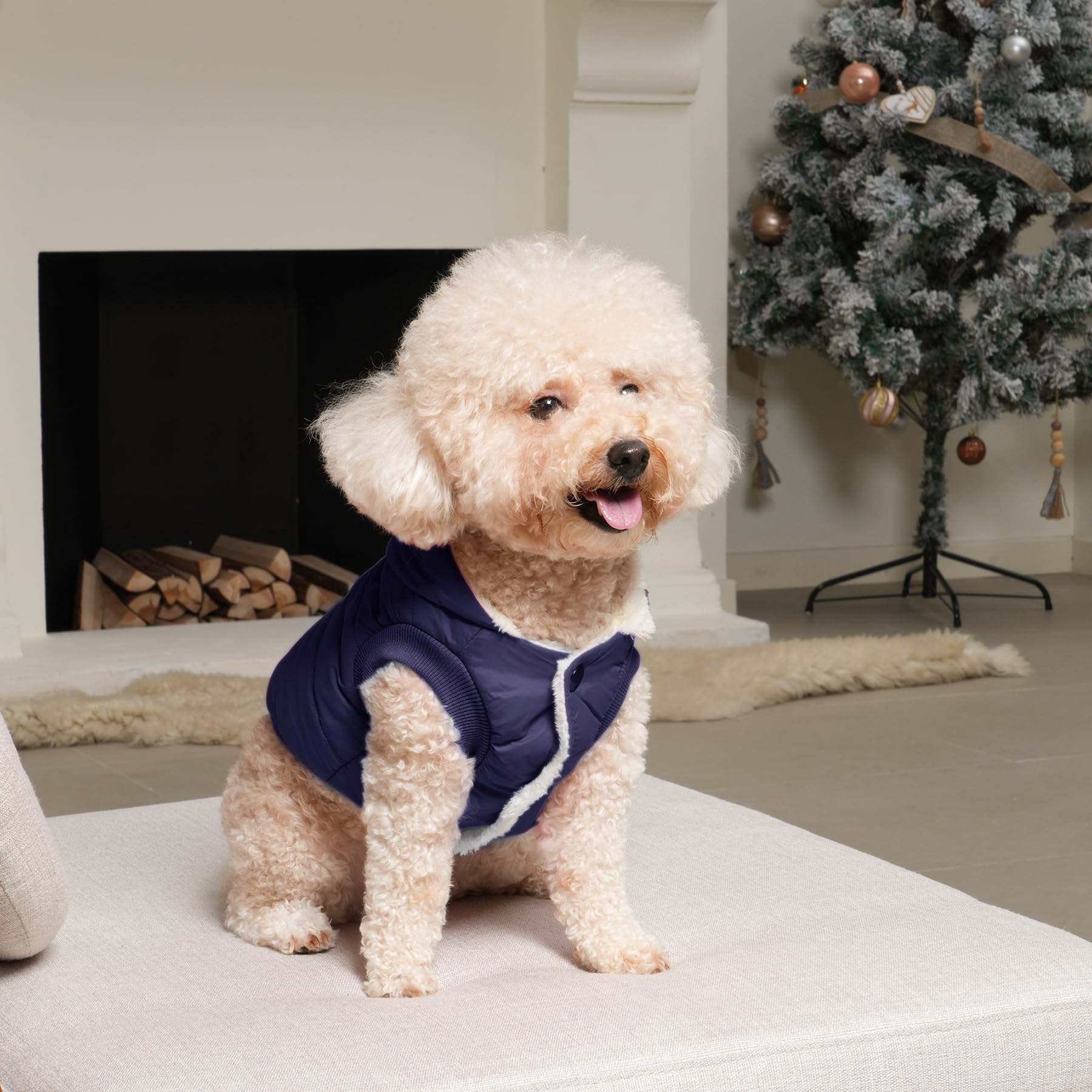 Vecomfy hooded coat blue ear protection during cold outings