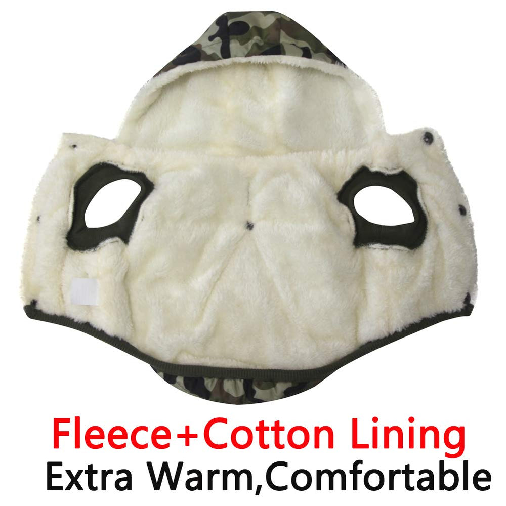 Vecomfy hoodie green camo hood close-up with fleece lining.