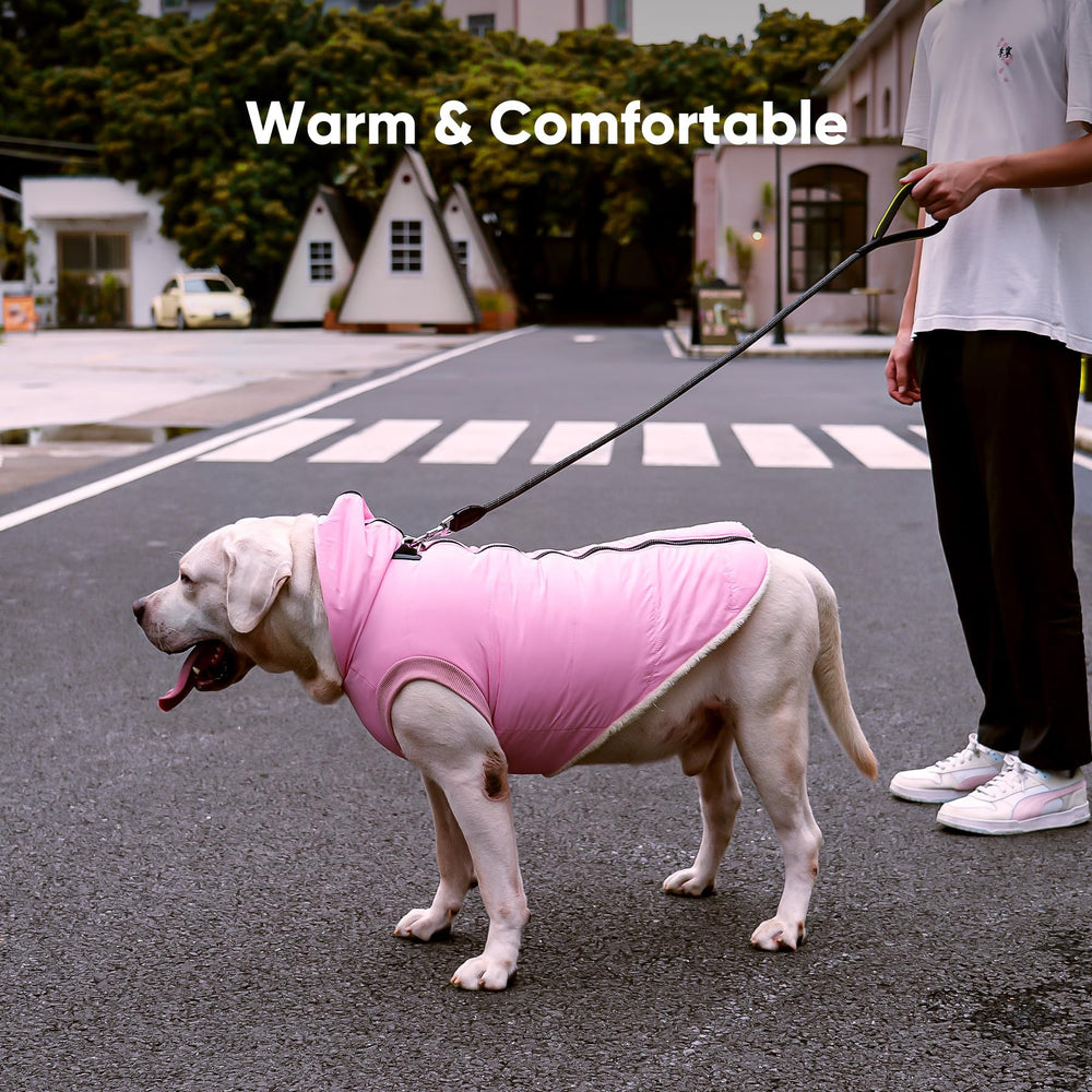 Vecomfy light pink dog hoodie color on model for color appeal.
