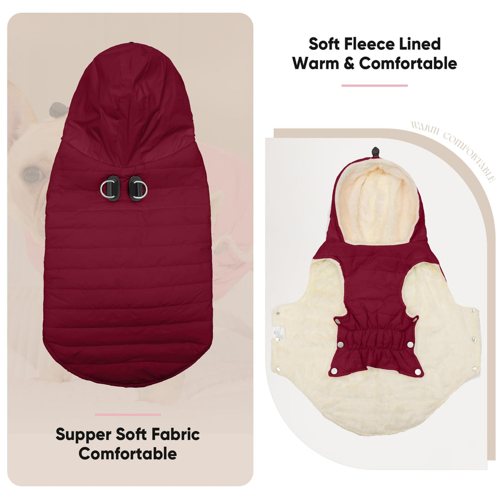 Vecomfy medium dog coat size reference image for accurate chest girth fitting.