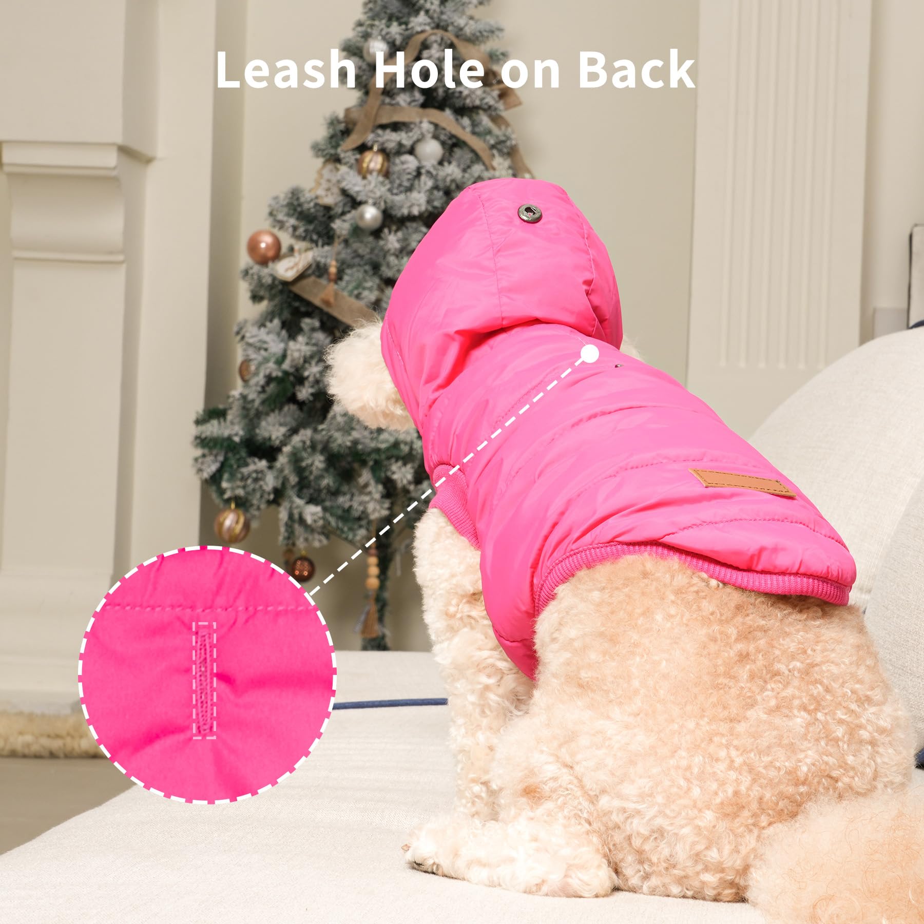 Vecomfy pink XS hoodie leash hole feature for outdoor adventures