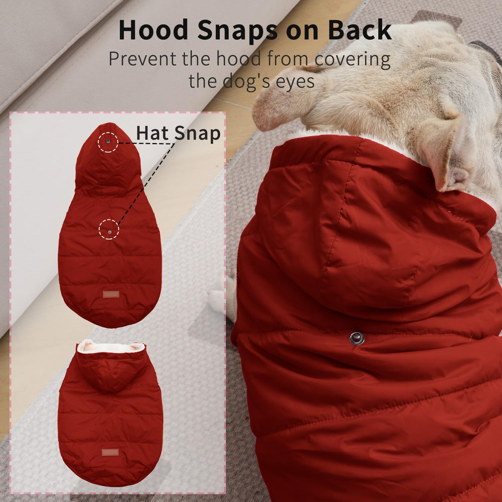 Vecomfy red XL hoodie back view highlights durable winter coat