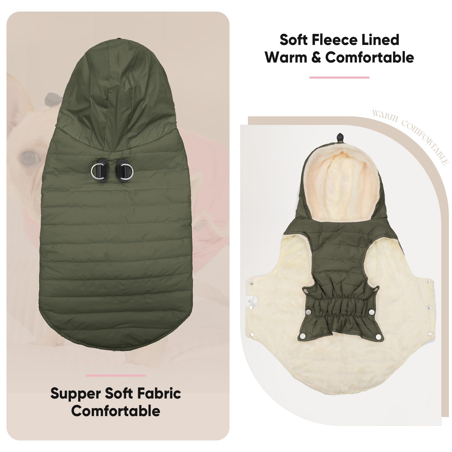 Vecomfy soft polyester fabric close-up emphasizes lightweight warmth and comfort