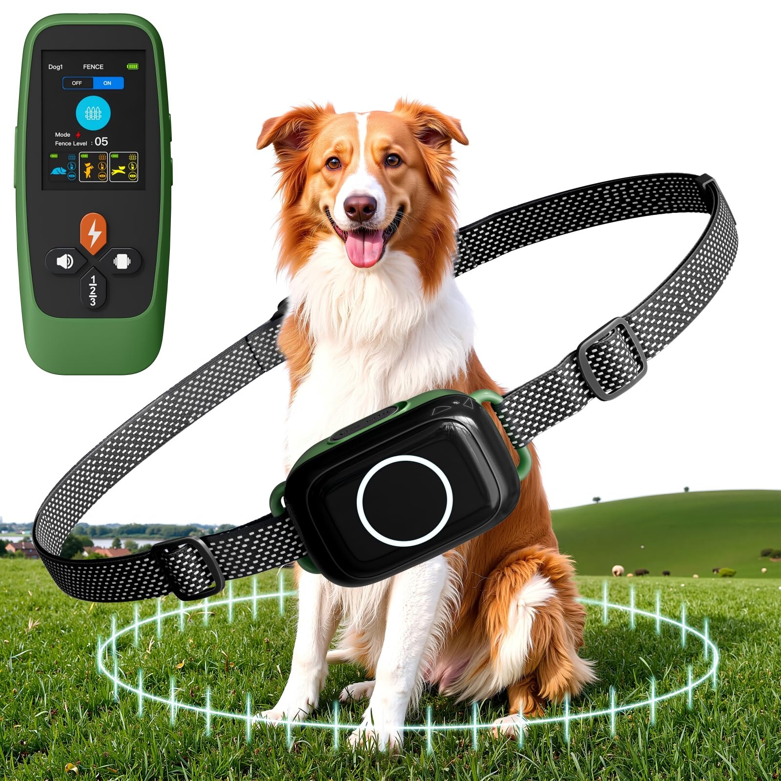 Veconix 4-in-1 wireless fence setup shows a clear boundary for safer outdoor play.