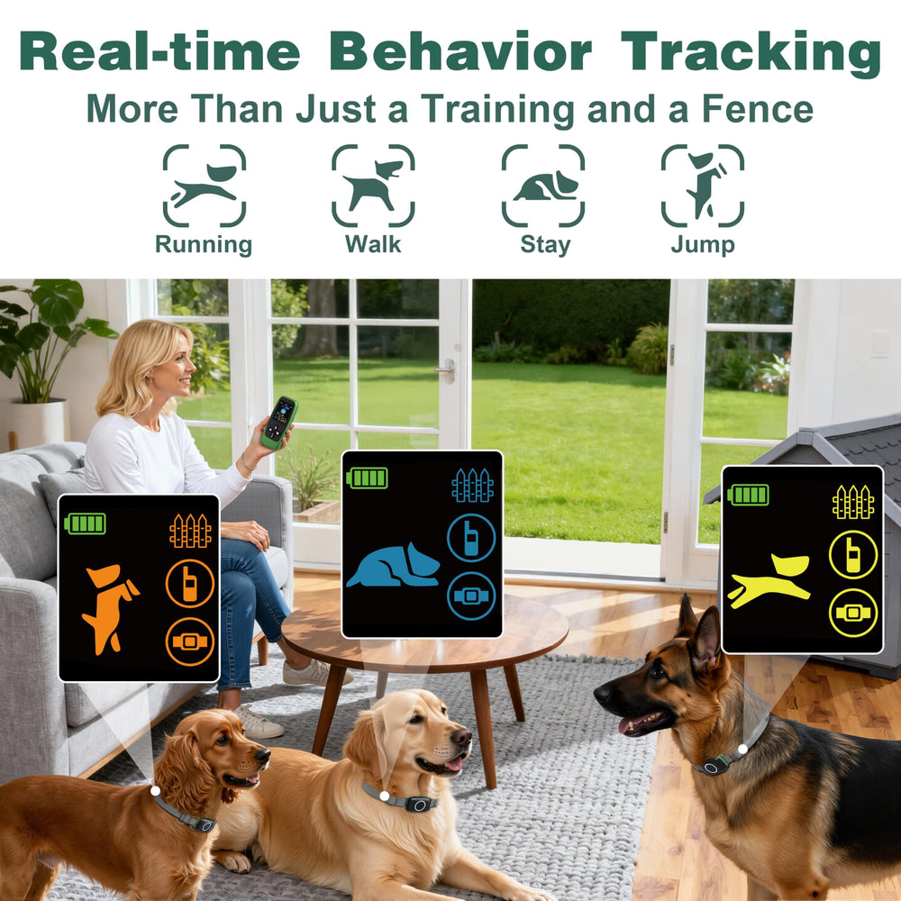 Veconix real-time pet status display highlights fence status and pet location.