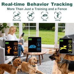 Veconix real-time pet status display highlights fence status and pet location.