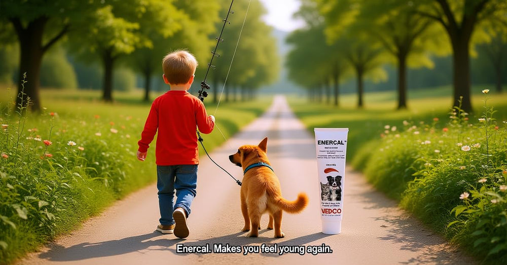Vedco Enercal dosing on nose close-up, simple taste introduction for pets