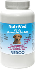 Vedco Nutrived O.F.A. chewable tablets for large dogs promote healthy skin and coat.